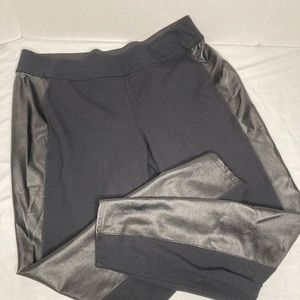 Lane Bryant Black‎ Leggings Side Faux Leather Panels 18/20 Wide Waistband
